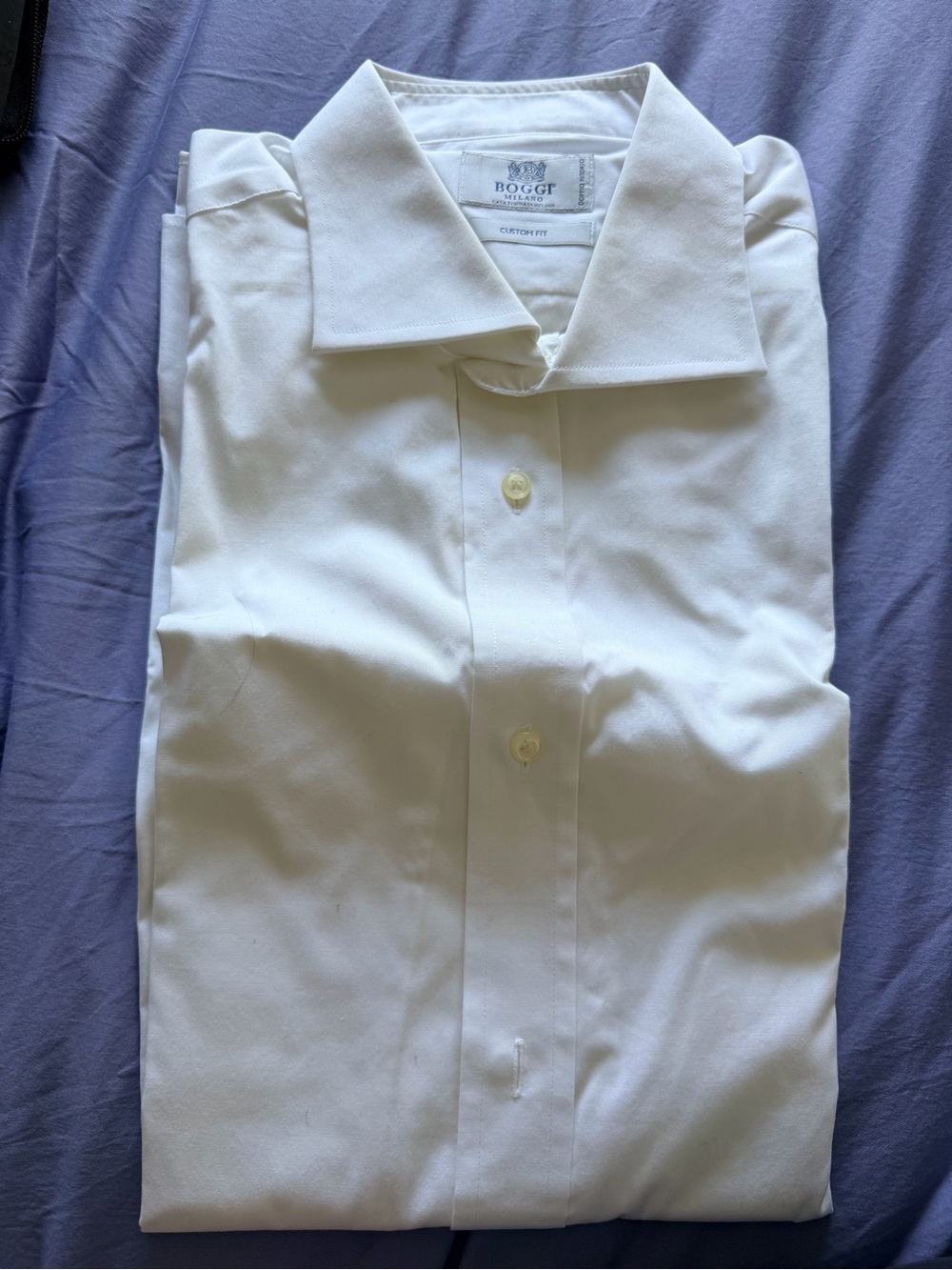 Boggi Milano Men's White Dress Shirt - Classic Collar- Custom Fit